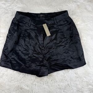 J. Crew NWT Drapey Short in Satin-Faced Linen Blend Black Style AM950 Women's 8